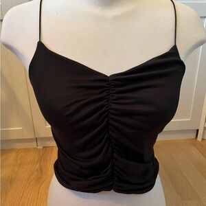 Black Ruched Spaghetti Strap Top